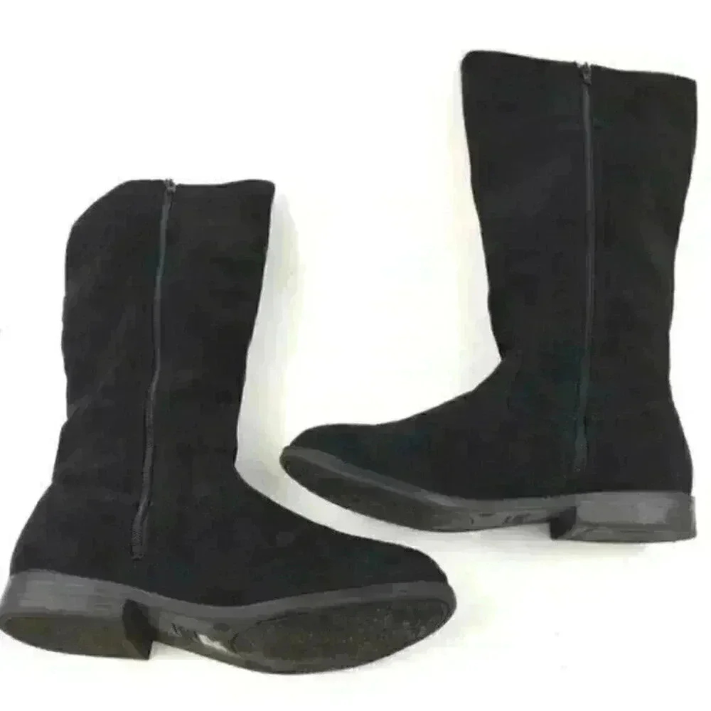 Justice Knee High Boots 9 Faux Suede Braided Zip